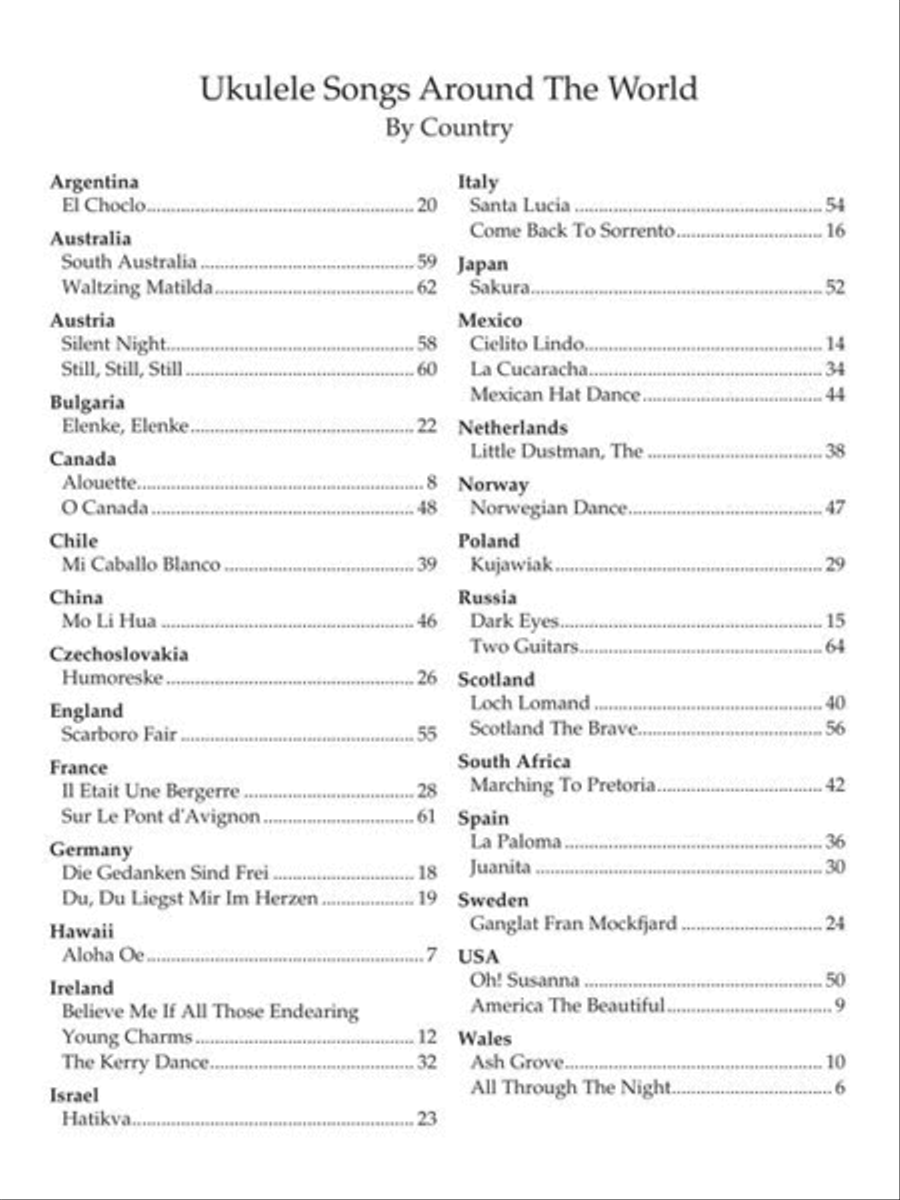 Ukulele Songs Around the World Acoustic Guitar scores gallery preview page 5