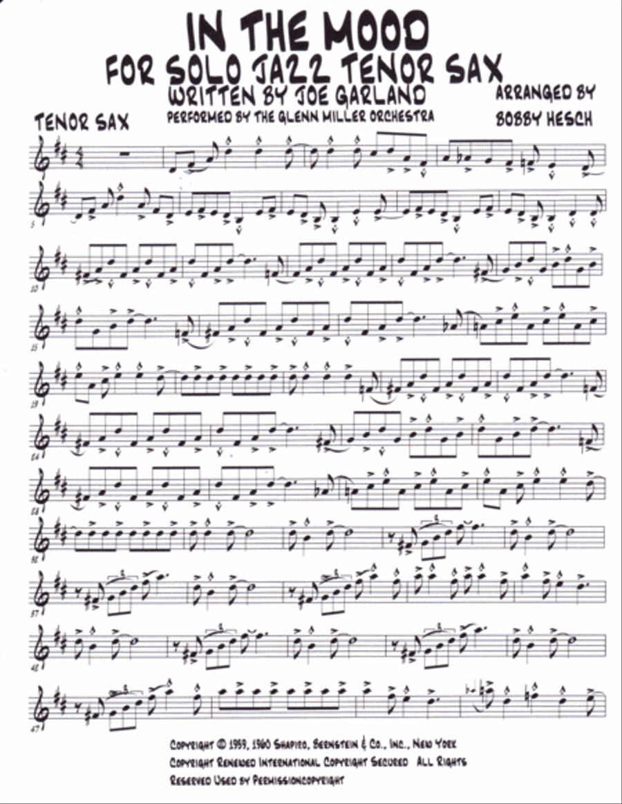 In The Mood Tenor Saxophone scores gallery preview page 2