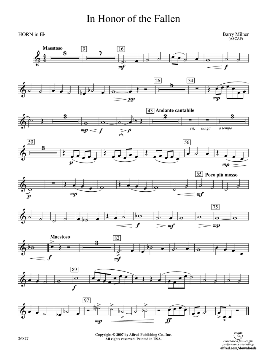 In Honor of the Fallen: (World Part) 1st Horn in E-flat