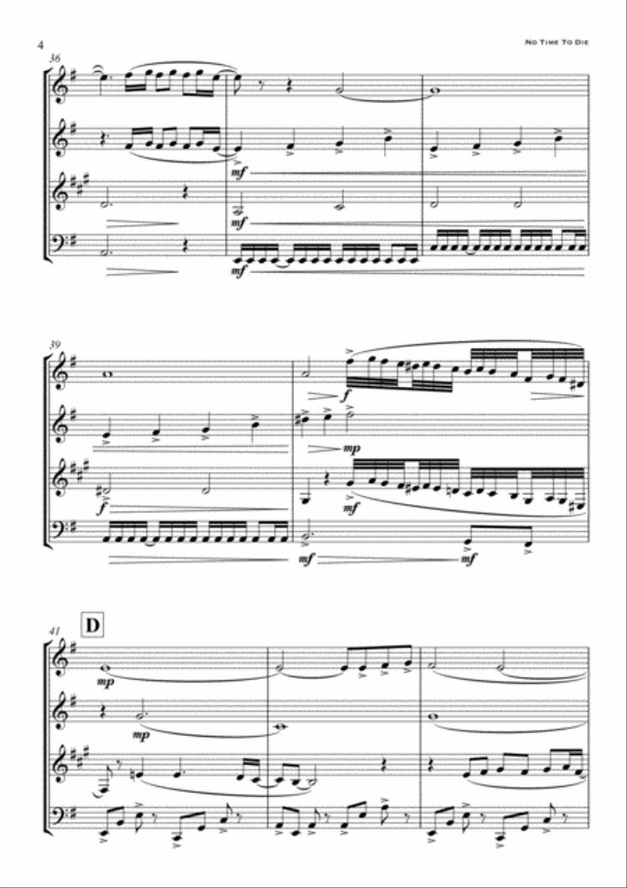 No Time To Die Woodwind Quartet scores gallery preview page 4