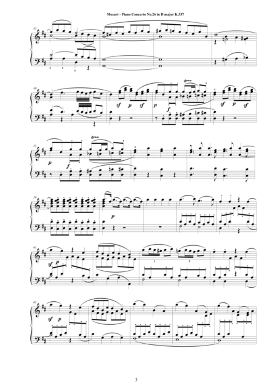 Mozart - Piano Concerto No.26 in D major 'Coronation' K.537 - Piano Version Piano Solo scores gallery preview page 3
