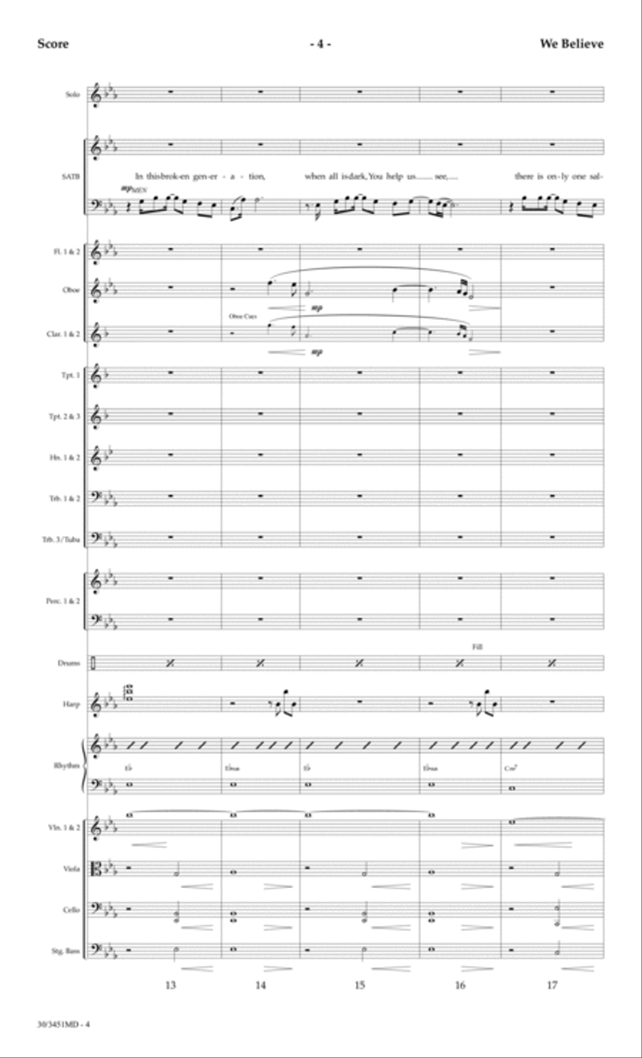 We Believe - Orchestral Score and Parts