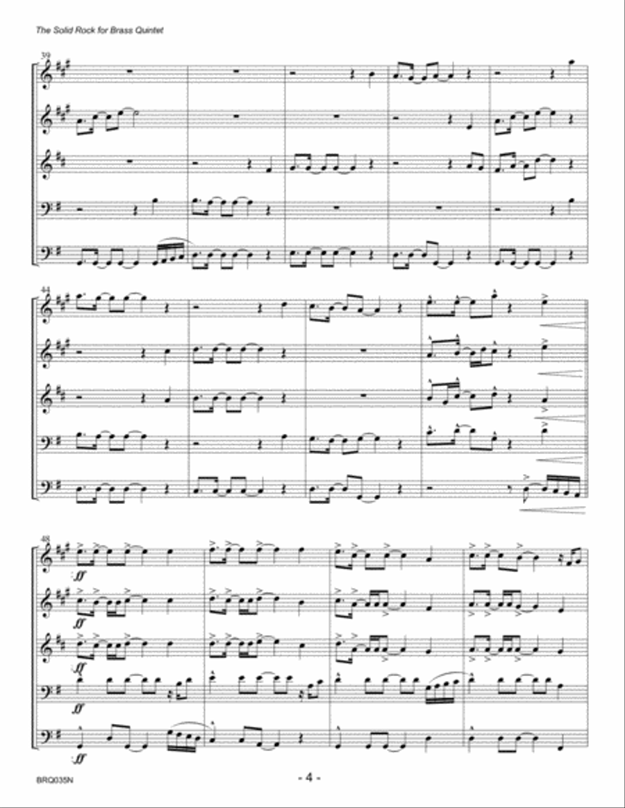 THE SOLID ROCK (My Hope is Built) for BRASS QUINTET Brass Quintet scores gallery preview page 4