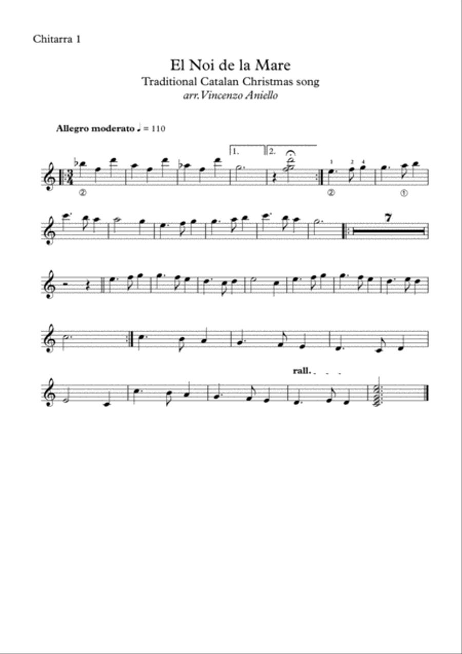 El Noi de la Mare (guitar ensemble) - Score Only Guitar Ensemble scores gallery preview page 4