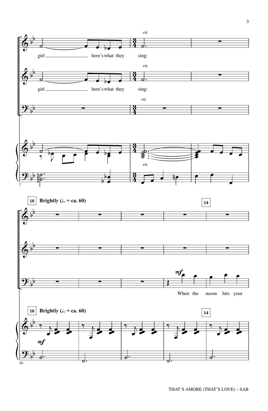 That's Amore (That's Love) (arr. Jill Gallina) 3-Part scores gallery preview page 2