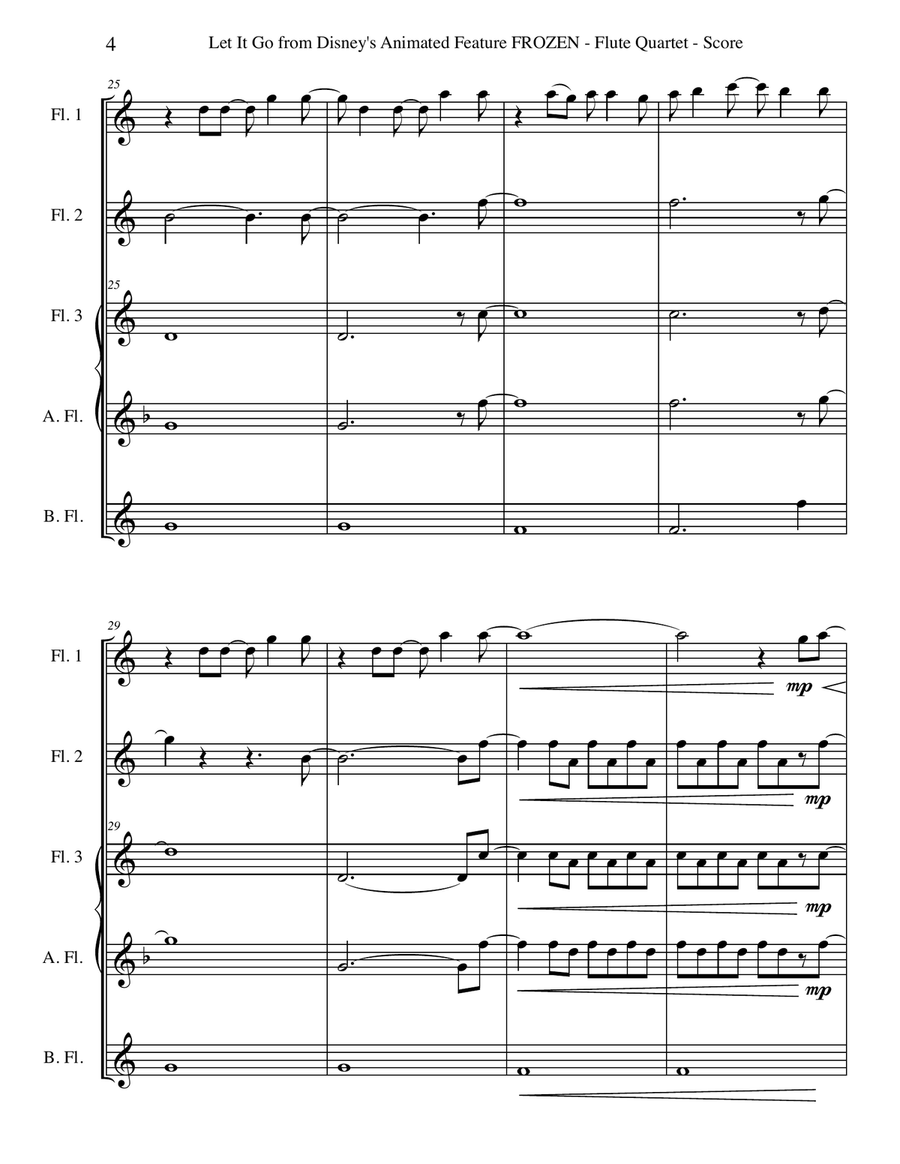 Let It Go (from Frozen) Woodwind Quartet scores gallery preview page 4