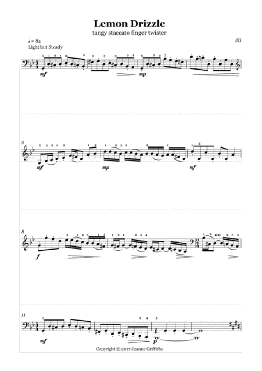 One Hand Four Cakes. 4 short advanced pieces for the left hand. Piano Method scores gallery preview page 2