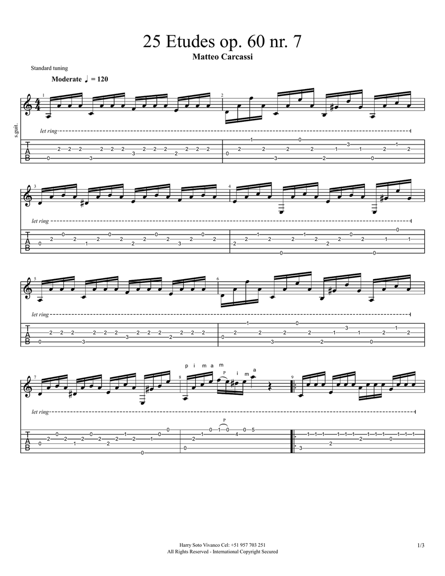 25 Etudes op. 60 nr 7 Acoustic Guitar scores gallery preview page 1
