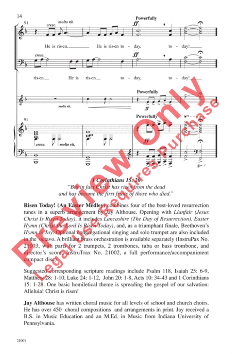 Risen Today! (An Easter Medley) 3-Part scores gallery preview page 14