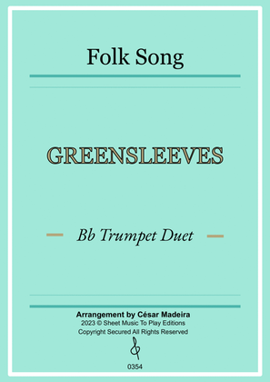 Greensleeves - Bb Trumpet Duet - W/Chords (Full Score and Parts)