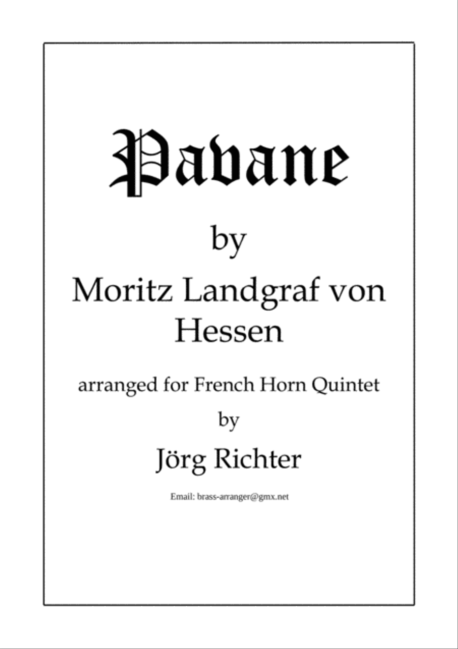 Pavane by Moritz Landgraf von Hessen for French Horn Quintet Brass Quintet scores gallery preview page 1
