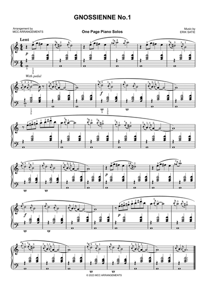 Erik Satie : Gnossienne No.1 for piano - Classical Sheet Music
