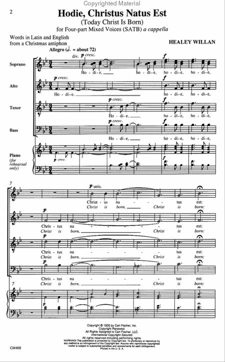 Hodie, Christus Natus Est 4-Part scores gallery preview page 2