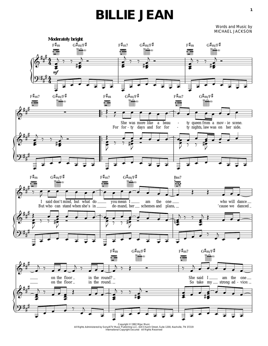 Billie Jean Acoustic Guitar scores gallery preview page 1