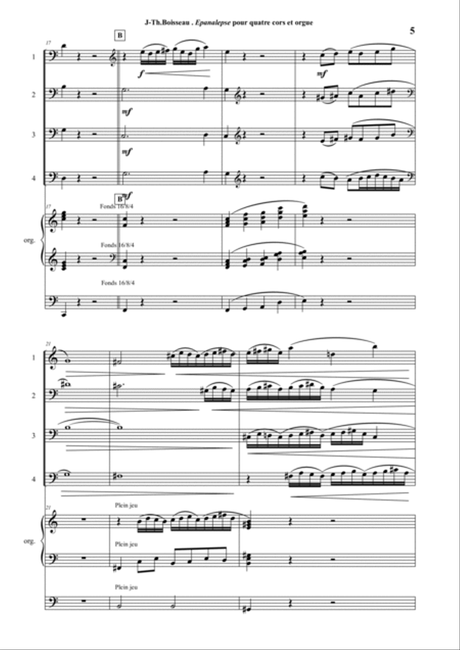 Epanalepse for four horns and organ Small Ensemble scores gallery preview page 5