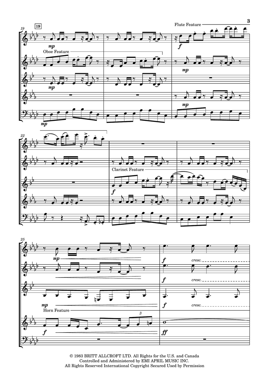 Thomas Theme Woodwind Quintet scores gallery preview page 3