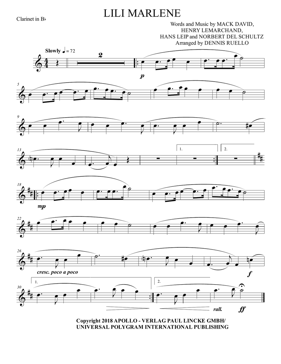 Lilli Marlene (lili Marleen) Large Ensemble scores gallery preview page 4