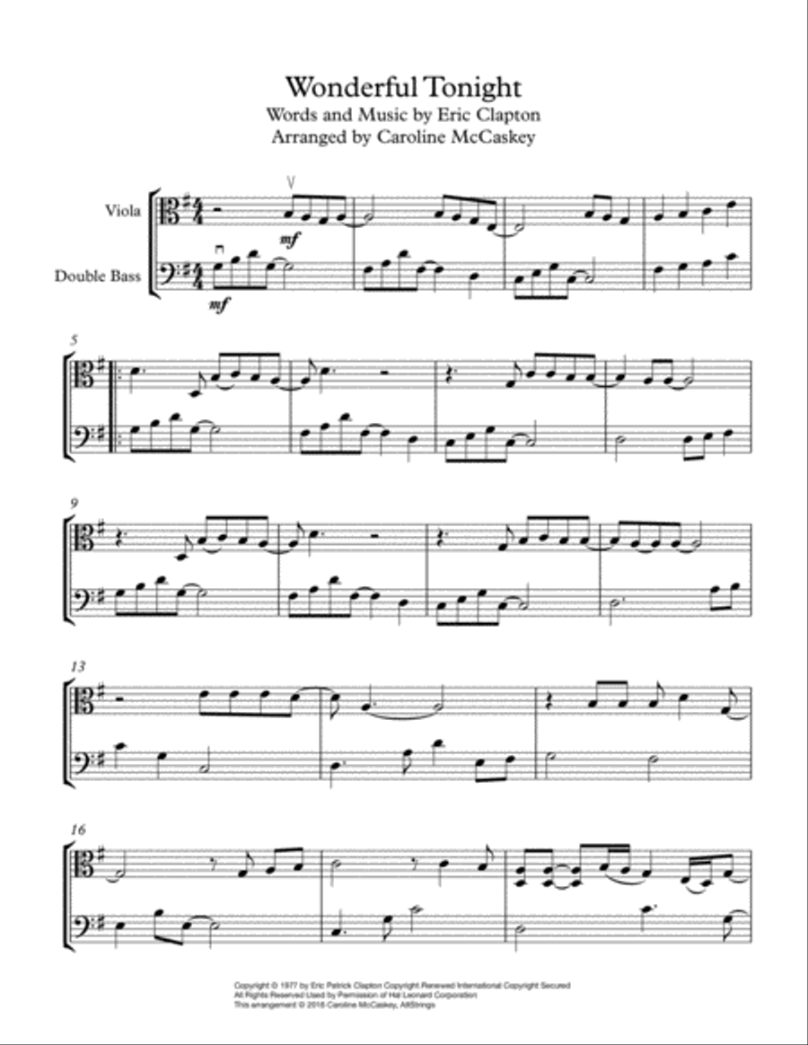 Wonderful Tonight String Duet scores gallery preview page 2