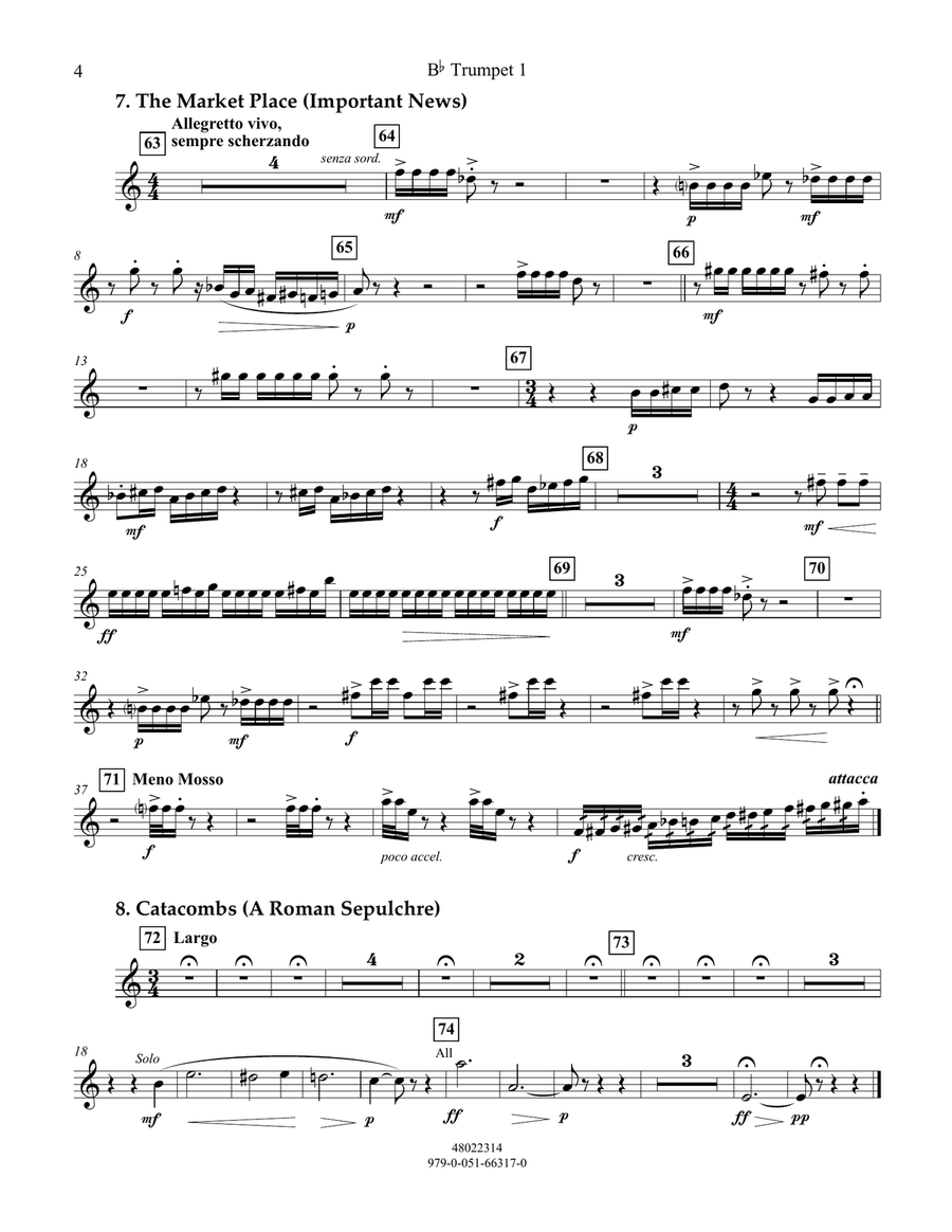 Pictures at an Exhibition - Bb Trumpet Parts - Digital Only - Bb Trumpet 1 (sub. C Tpt. 1) Concert Band scores gallery preview page 4