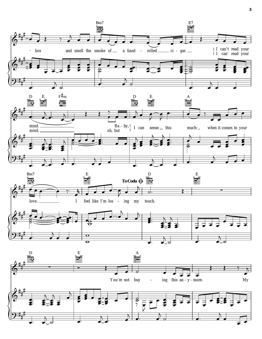 Losing My Touch Piano, Vocal, Guitar scores gallery preview page 3
