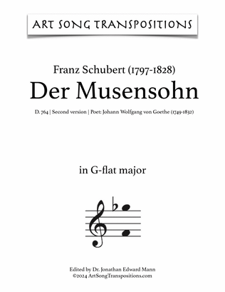SCHUBERT: Der Musensohn, D. 764 (second version, transposed to G-flat major)
