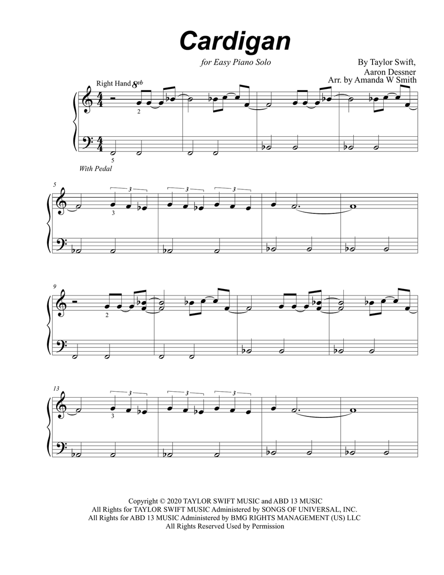 Cardigan Cardigan Easy Piano scores gallery preview page 2