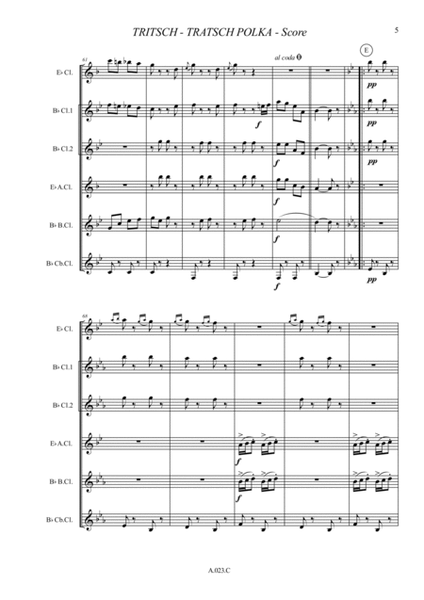 Tritsch-Tratsch Polka, for Clarinet Choir - Score & Parts image number null