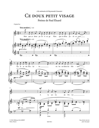 Book cover for Ce doux petit visage (High Voice)