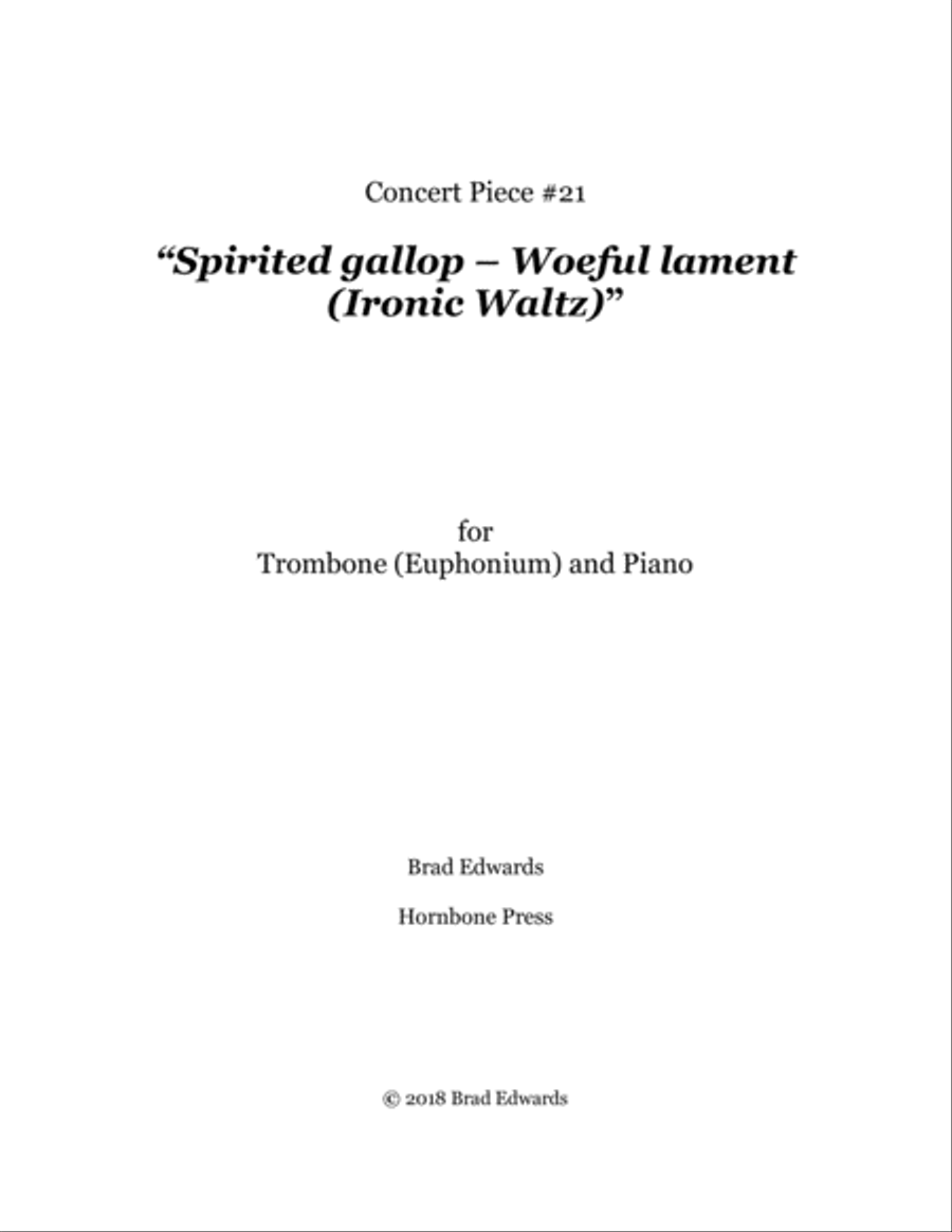 Concert Piece #21 Spirited gallop – Woeful lament (Ironic Waltz) Trombone Solo scores gallery preview page 1