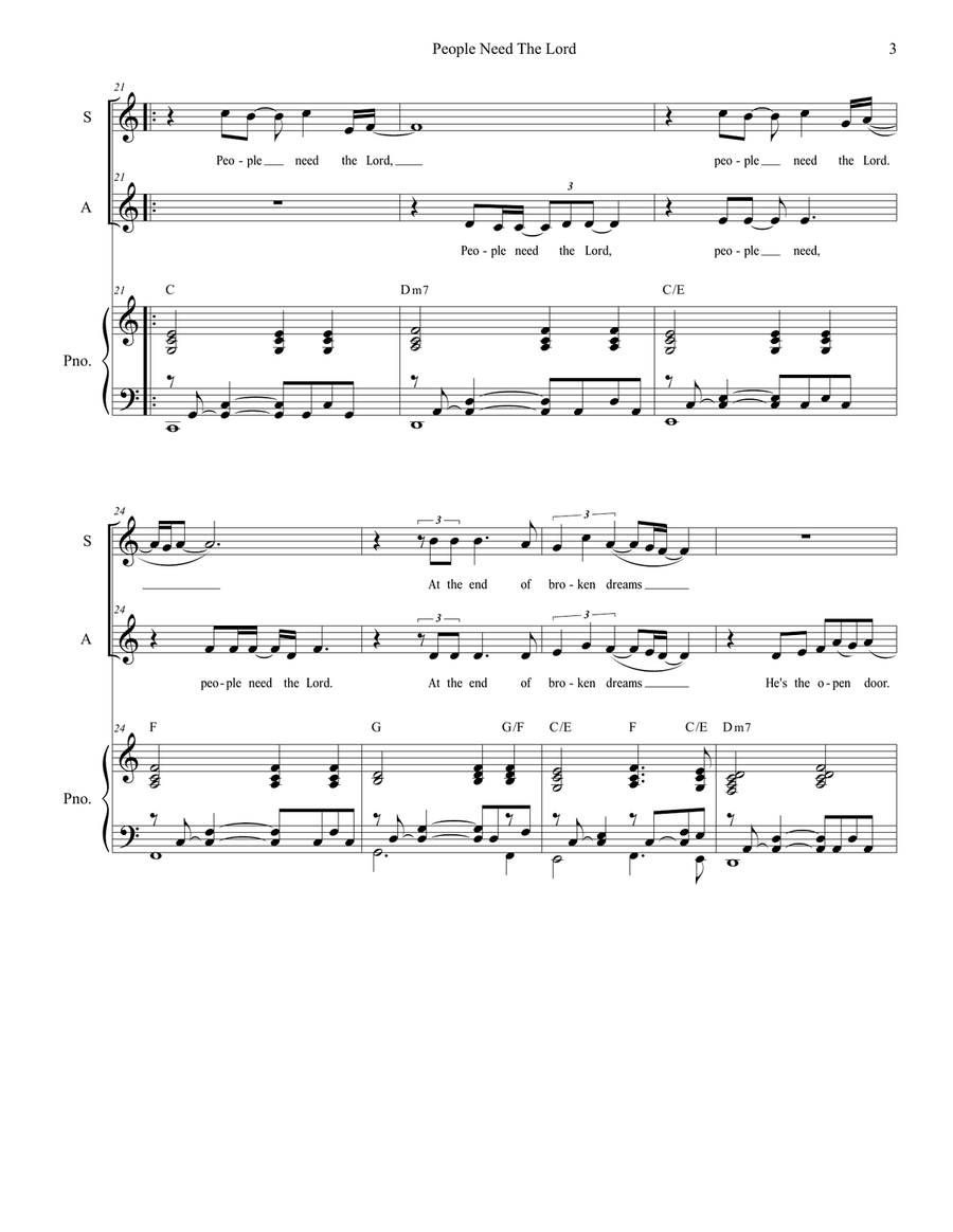 People Need The Lord Vocal Duet scores gallery preview page 3