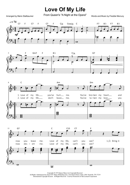Love Of My Life by Queen - Trumpet Solo - Digital Sheet Music