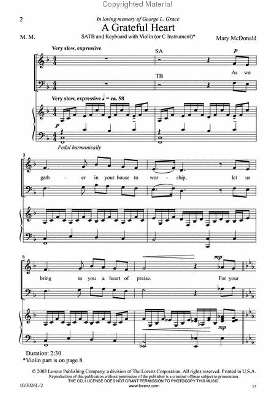 A Grateful Heart 4-Part scores gallery preview page 2