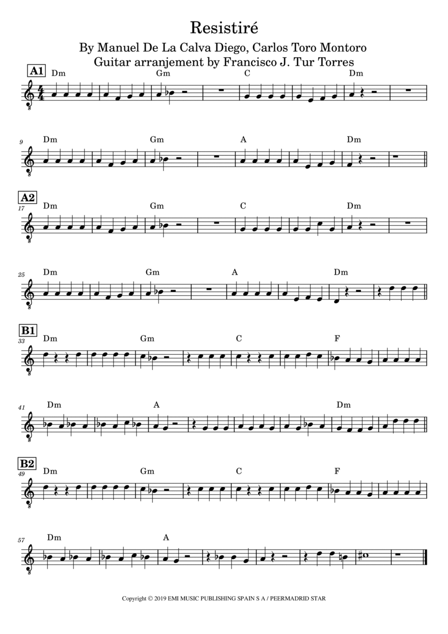 Resistire Piano scores gallery preview page 1