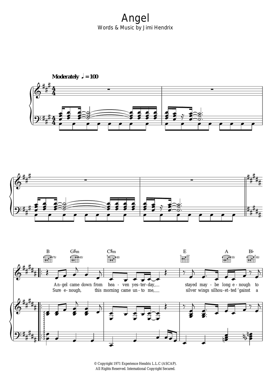 Angel Piano, Vocal scores gallery preview page 1