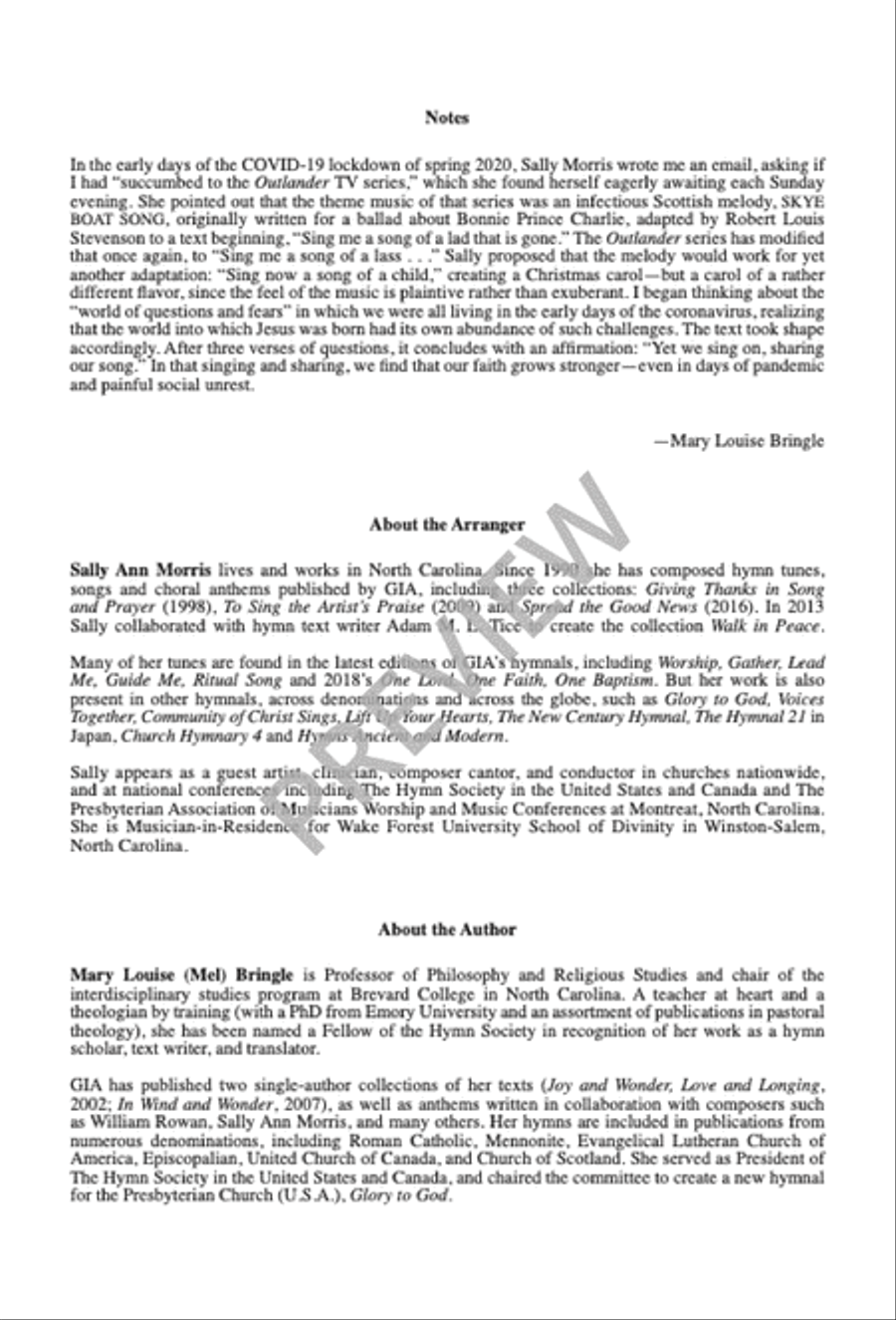 Sing Now a Song of a Child Who Was Born 4-Part scores gallery preview page 3