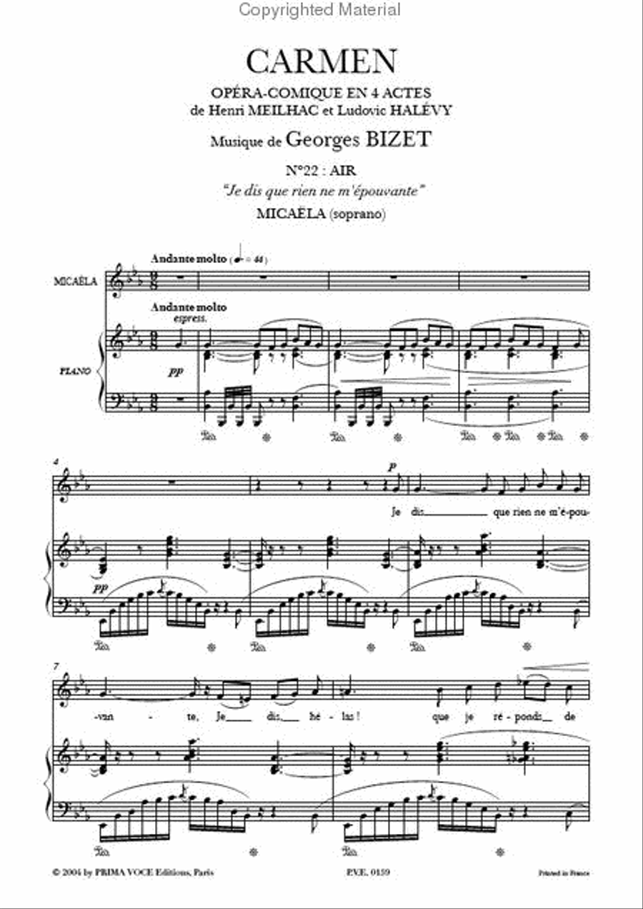 Je dis que rien ne m'epouvante from Carmen Soprano Voice scores gallery preview page 2