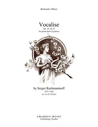 Book cover for Vocalise Op. 34 for piano duo, 4 hands (orchestra version)