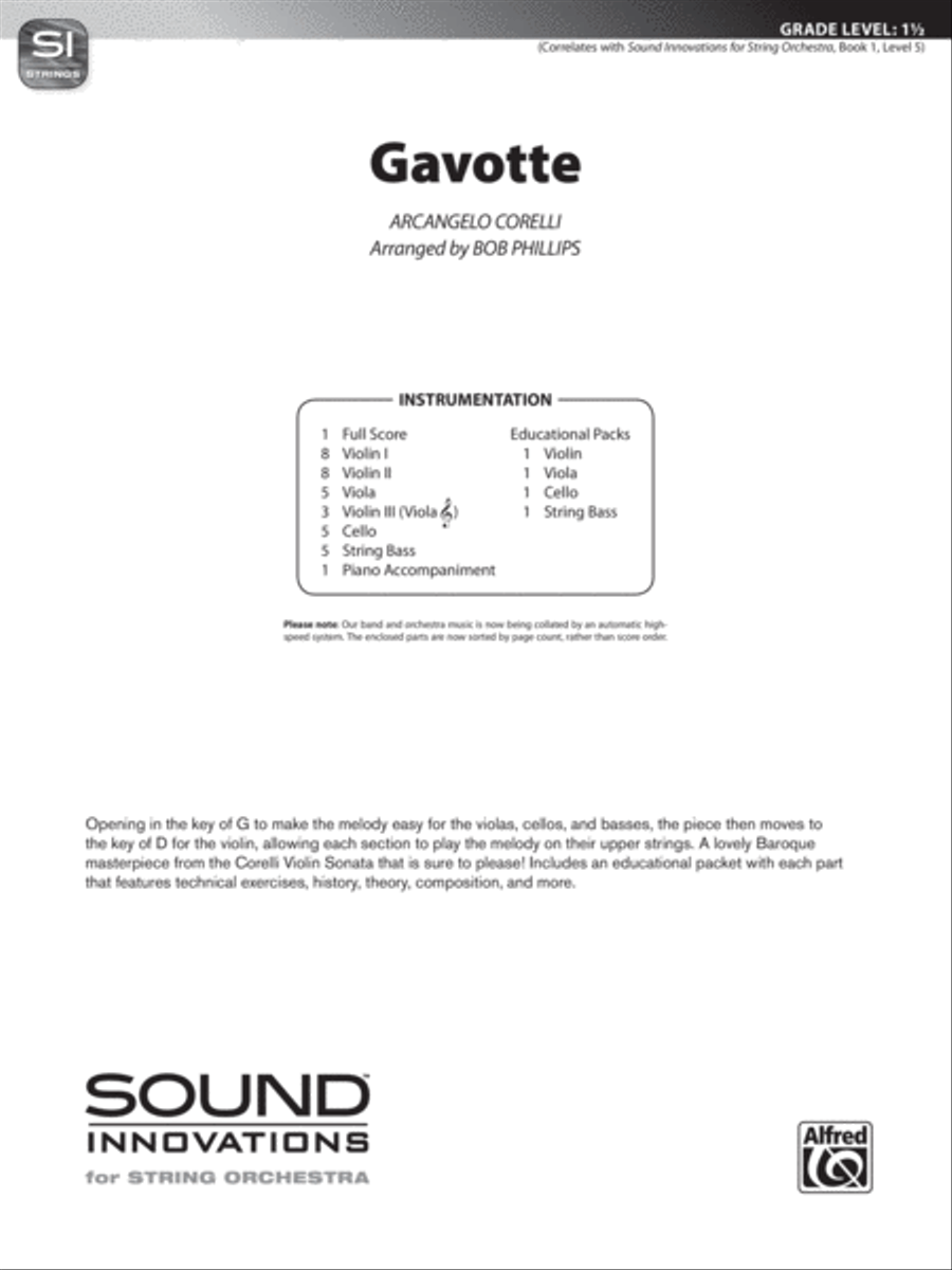 Gavotte: Score String Orchestra scores gallery preview page 1