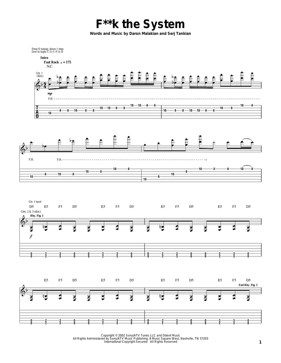 F**k The System Electric Guitar scores gallery preview page 1