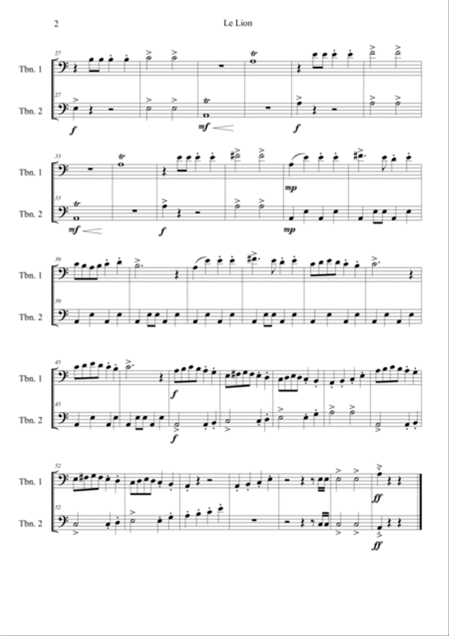 Le Lion (Le Carnaval des Animaux) Brass Duet scores gallery preview page 2
