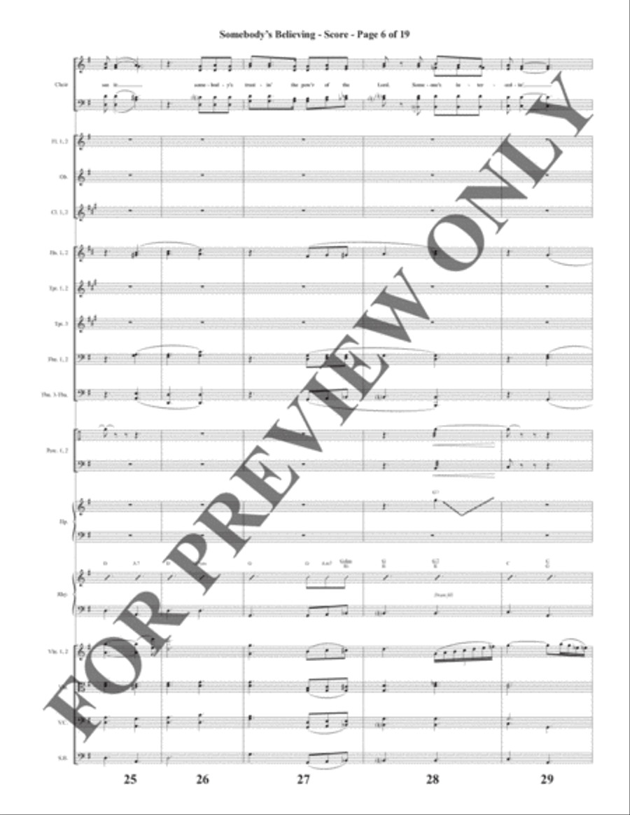 Somebody's Believing - Orchestration Choir scores gallery preview page 7
