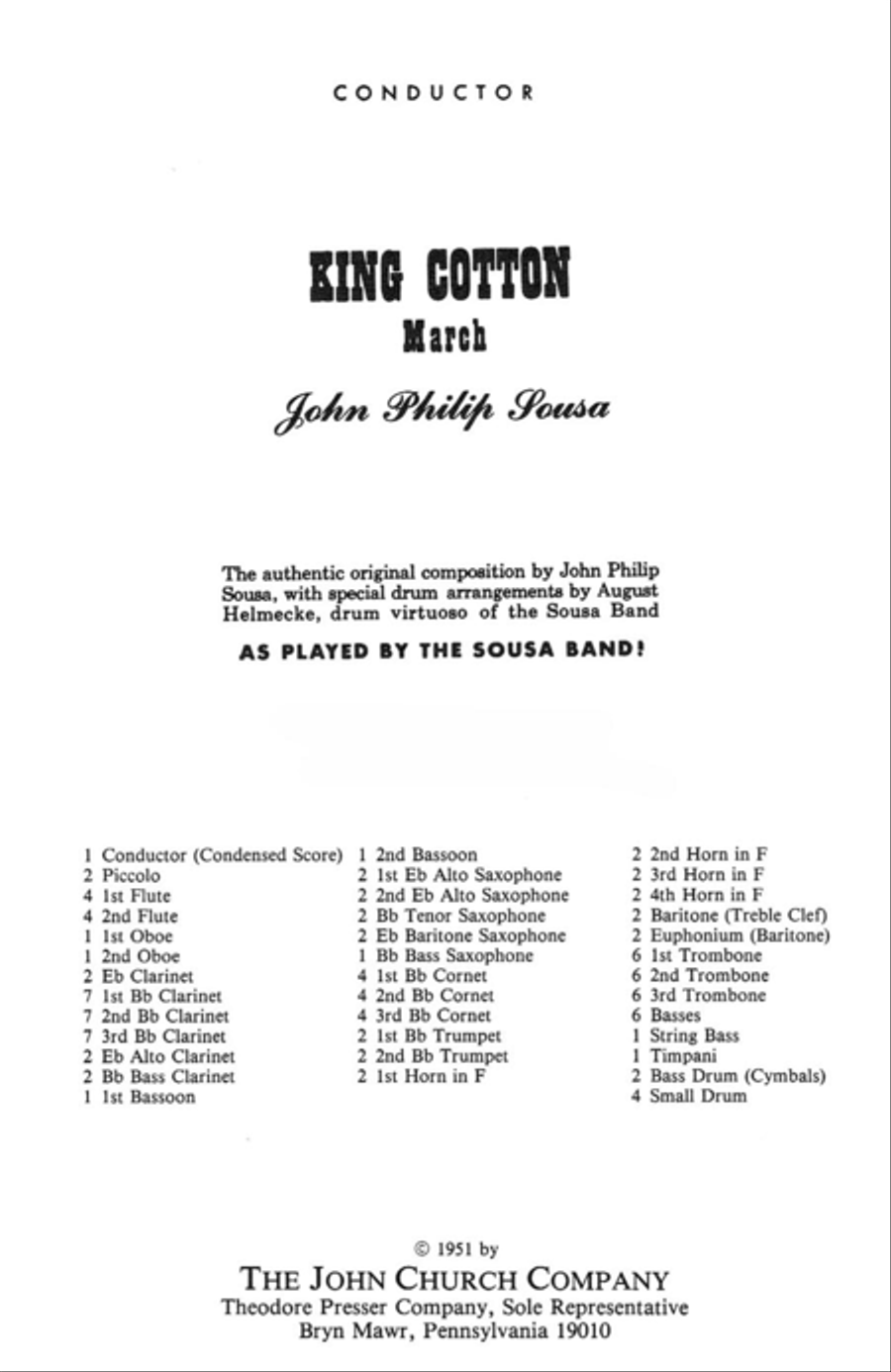 King Cotton March Concert Band scores gallery preview page 1