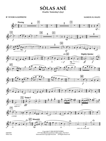 Sòlas Ané (Yesterday's Joy) - Bb Tenor Saxophone