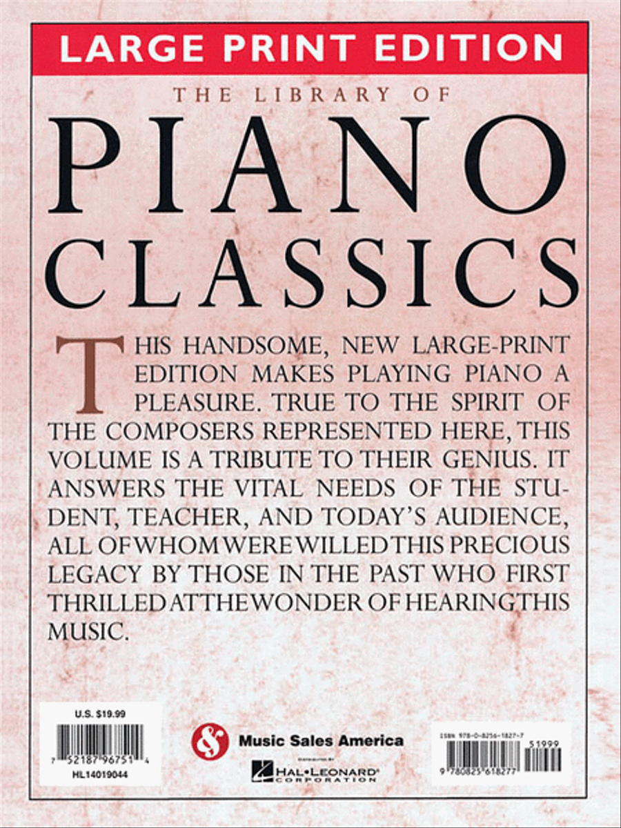 The Library of Piano Classics - Large Print Edition