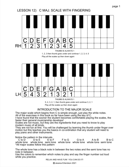 Music Theory Booklet lesson 12 - the C maj scale complete with triads