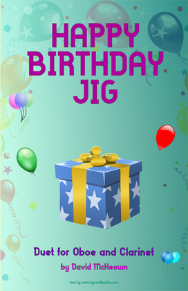 Book cover for Happy Birthday Jig, for Oboe and Clarinet Duet