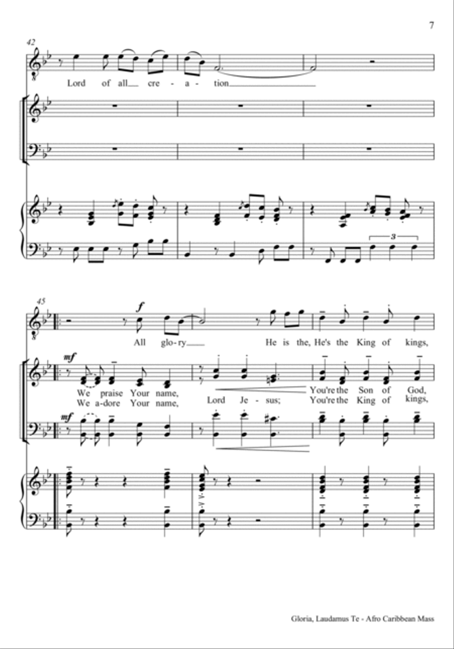 Gloria - Laudamus Te 4-Part scores gallery preview page 6