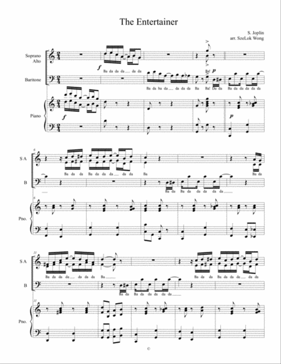 The Entertainer (SAB) The Entertainer (SAB) 3-Part scores gallery preview page 1