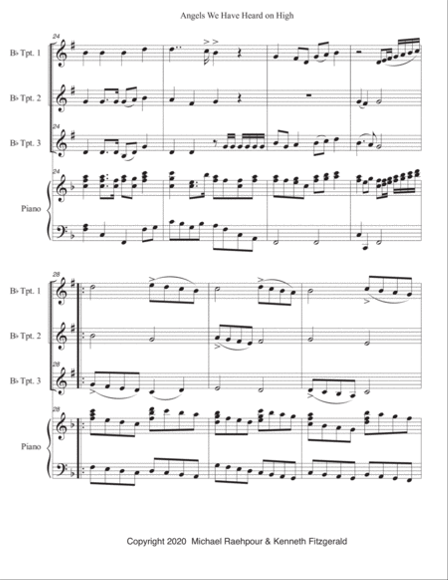 Angels We Have Heard on High - Trumpet Trio (With Piano) Trumpet Trio scores gallery preview page 4