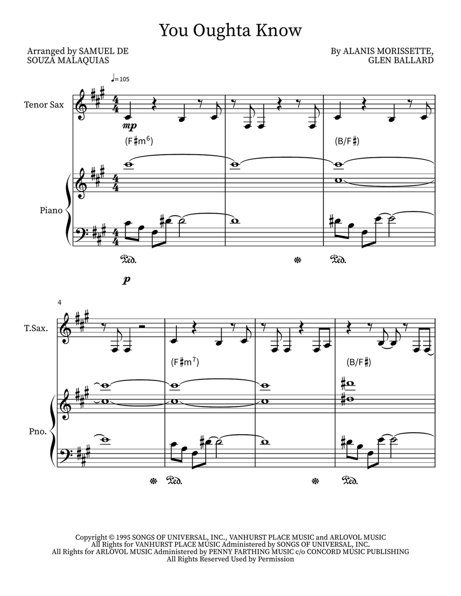 You Oughta Know Score and Parts scores gallery preview page 1